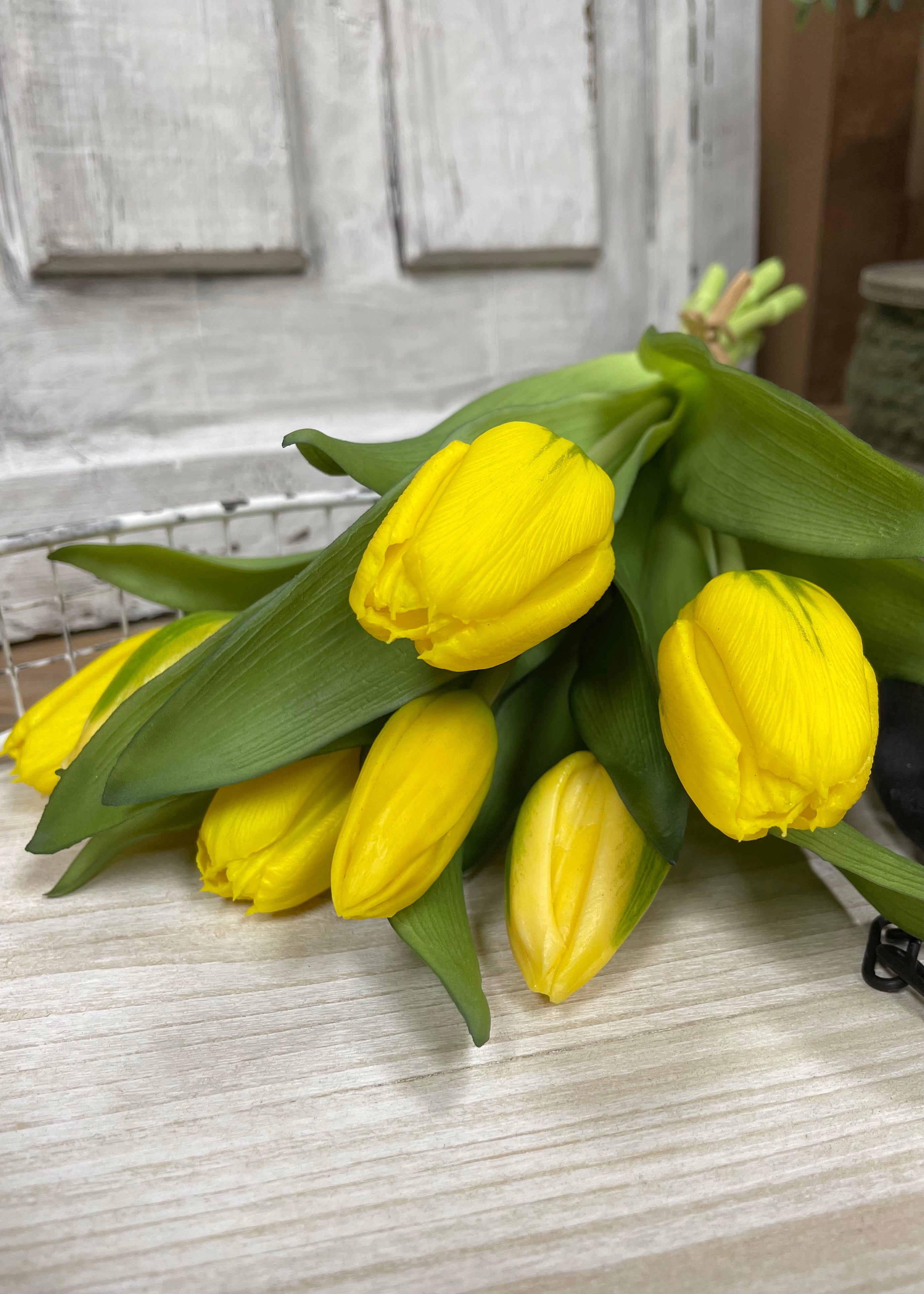 ITEM 10194 Y - 12" FRESH TOUCH YELLOW FORMOSA TULIP BUNDLE (4 FLOWERS & 3 BUDS TO A BUNDLE)