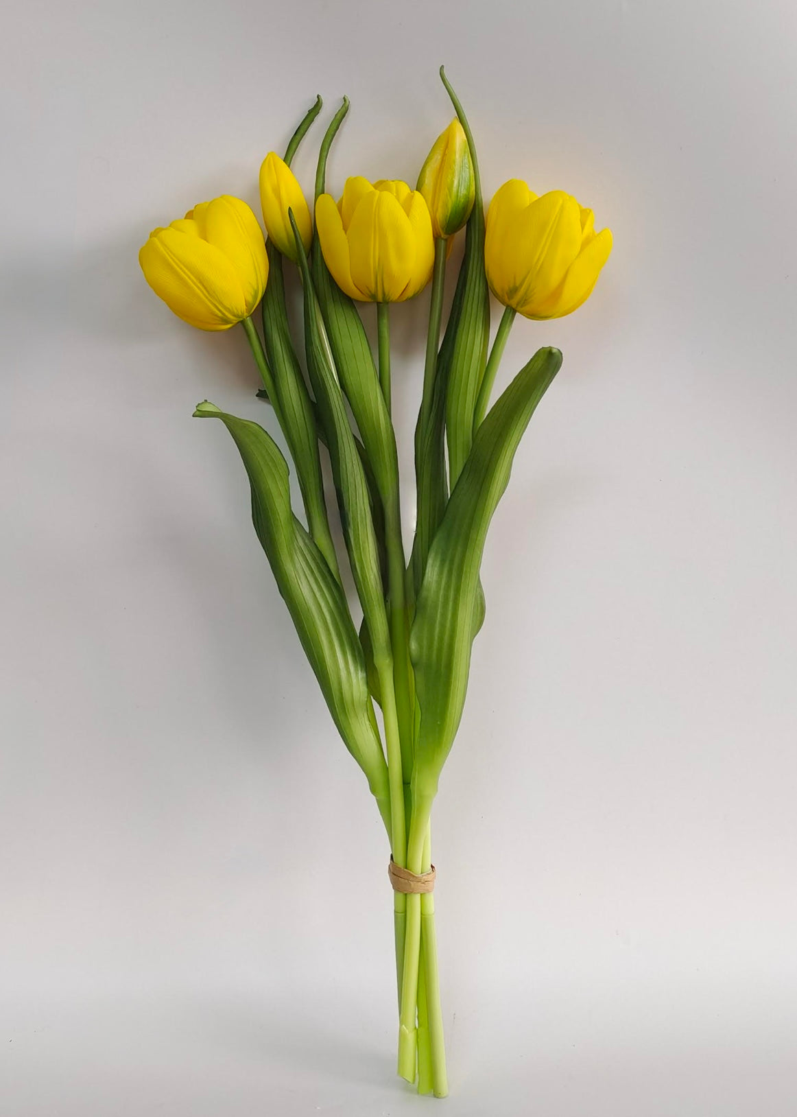 ITEM 10200 Y - 16.5" FRESH TOUCH YELLOW DOUBLE LATE TULIP BUNDLE (3 FLOWERS & 2 BUDS TO A BUNDLE)