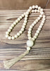 ITEM 56555 - 20"L NATURAL WOOD BEADS WITH TASSEL