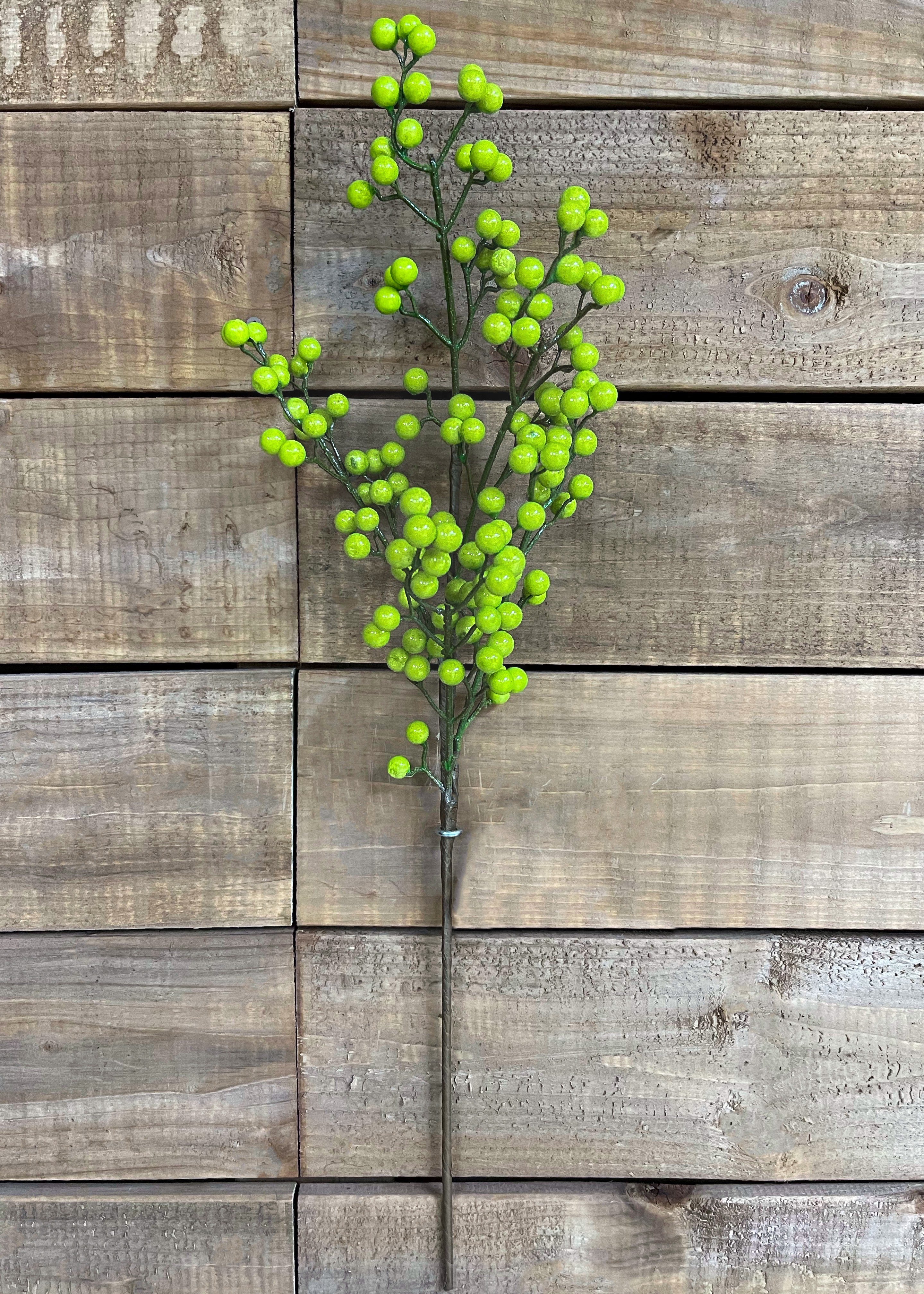ITEM 81083 GR - 25" APPLE GREEN OUTDOOR BERRY SPRAY WITH 5 BRANCHES