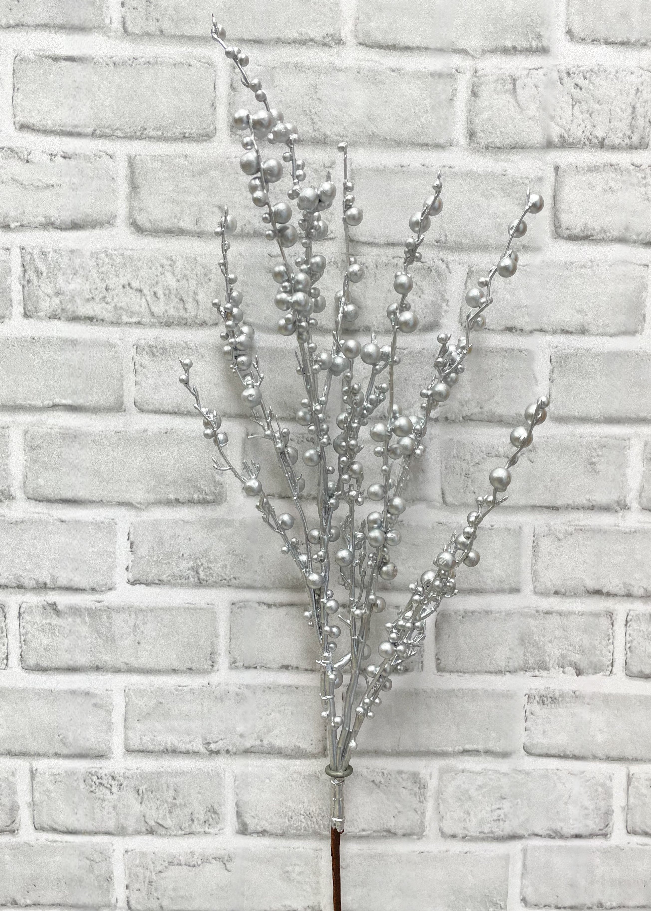 ITEM 81980 SILVER - 36" WEATHER RESISTANT SILVER METALLIC MINI BERRY SPRAY
