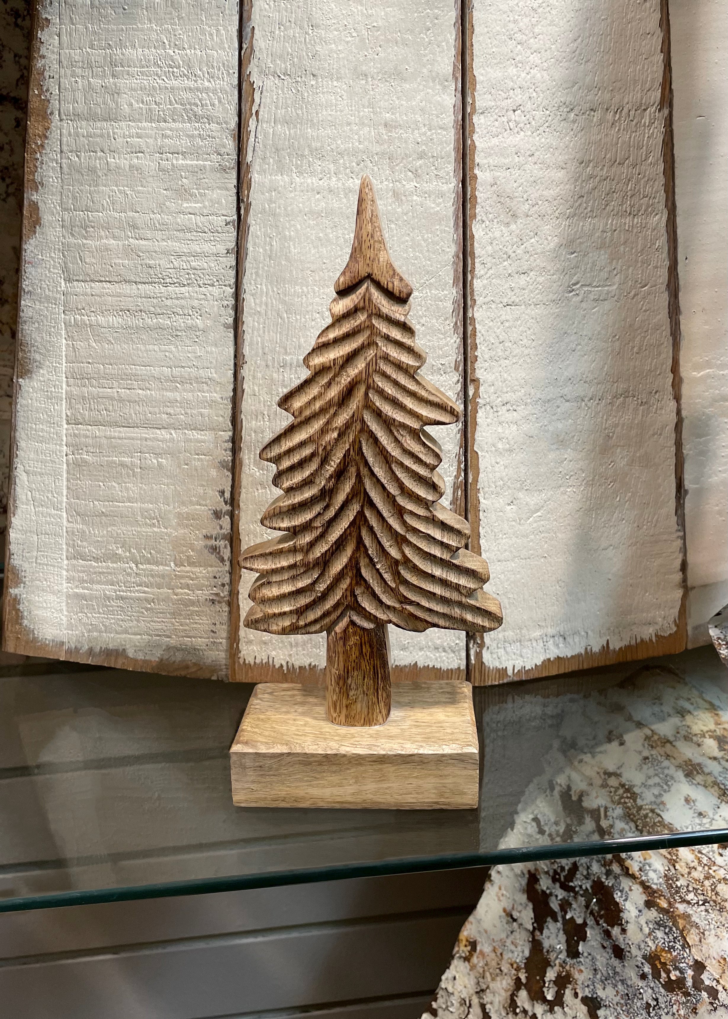 ITEM AW9782 - 9"H X 4"L X 2"W NATURAL MANGO WOOD TREE ON STAND