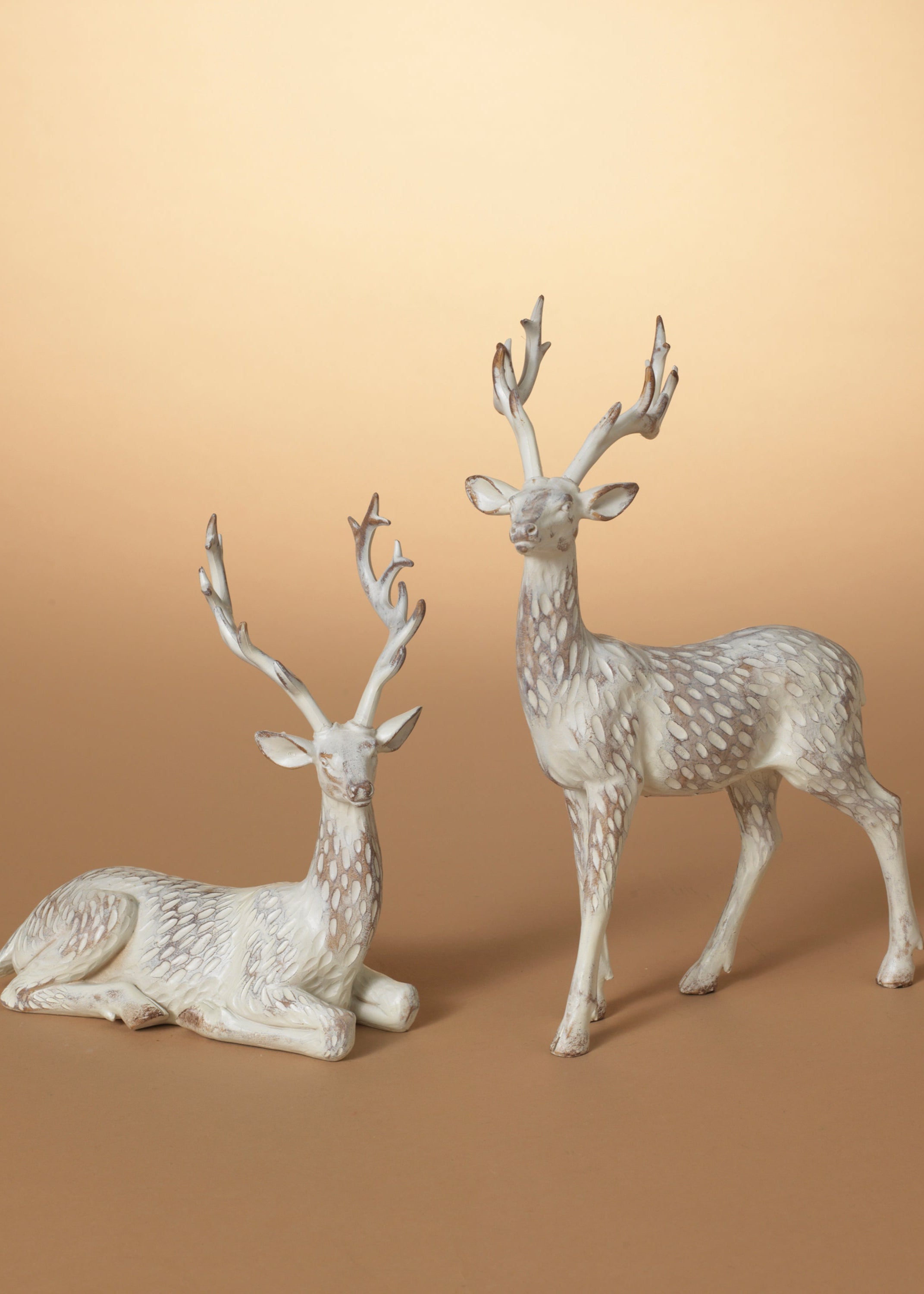 ITEM G2658420 - 11.4"H STANDING & 8.2"H SITTING RESIN HOLIDAY DEER - SET OF 2