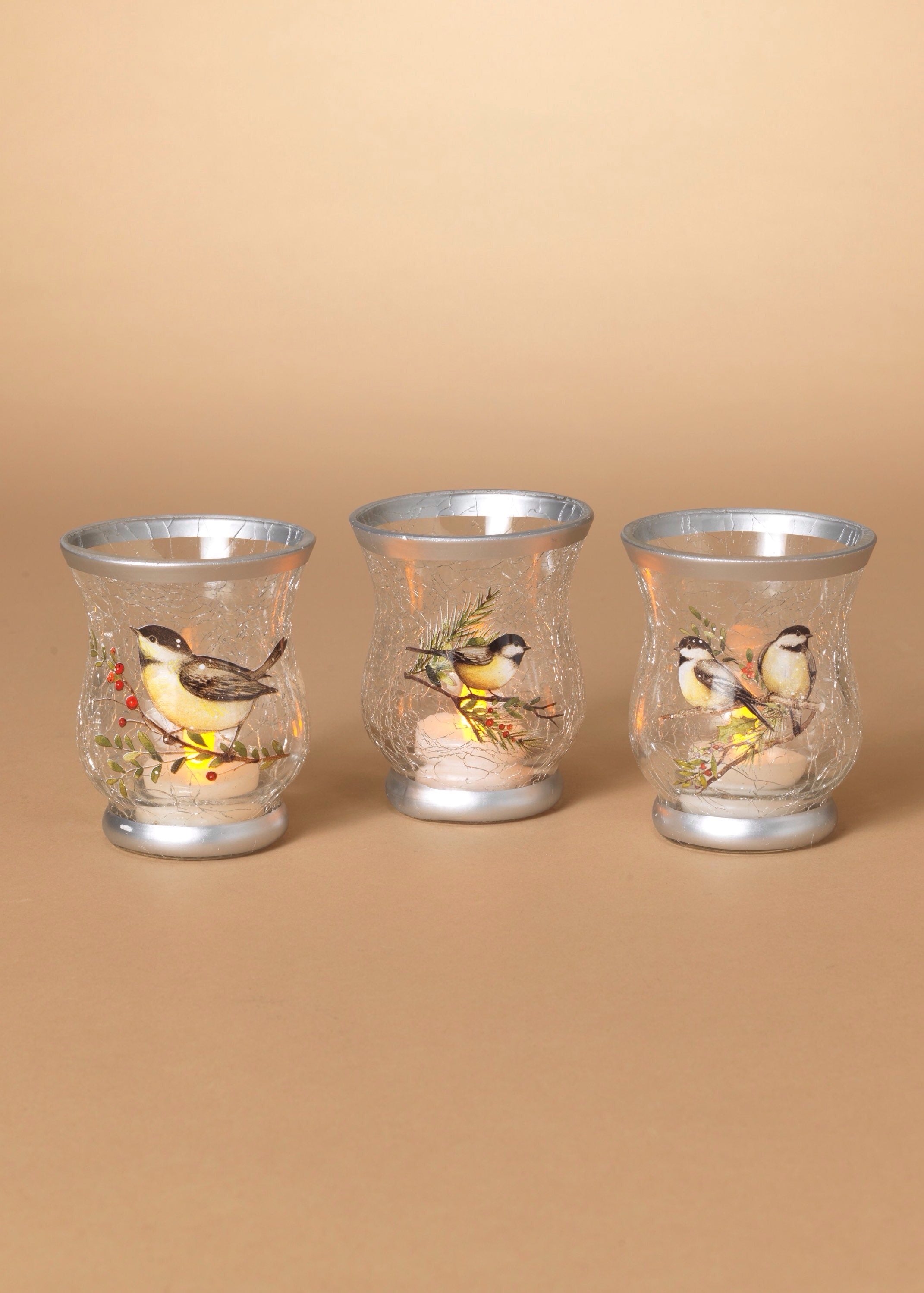 ITEM G2693950 - 3.5"H FROSTED GLASS HOLIDAY HURRICANE CANDLEHOLDER
