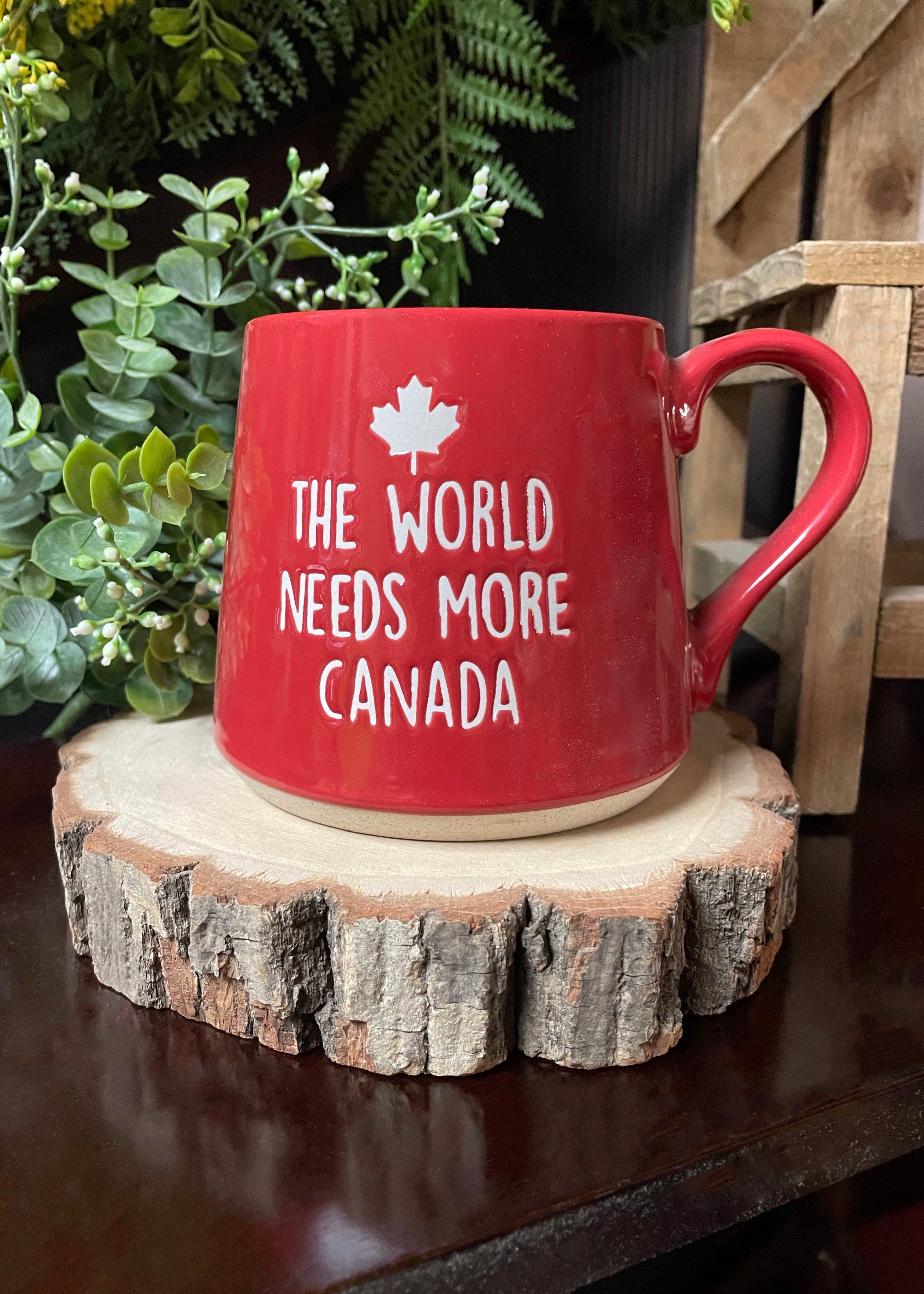 ITEM KOP 25148 - 3.75inX4in "THE WORLD NEEDS MORE CANADA" FAT BOTTOM MUG