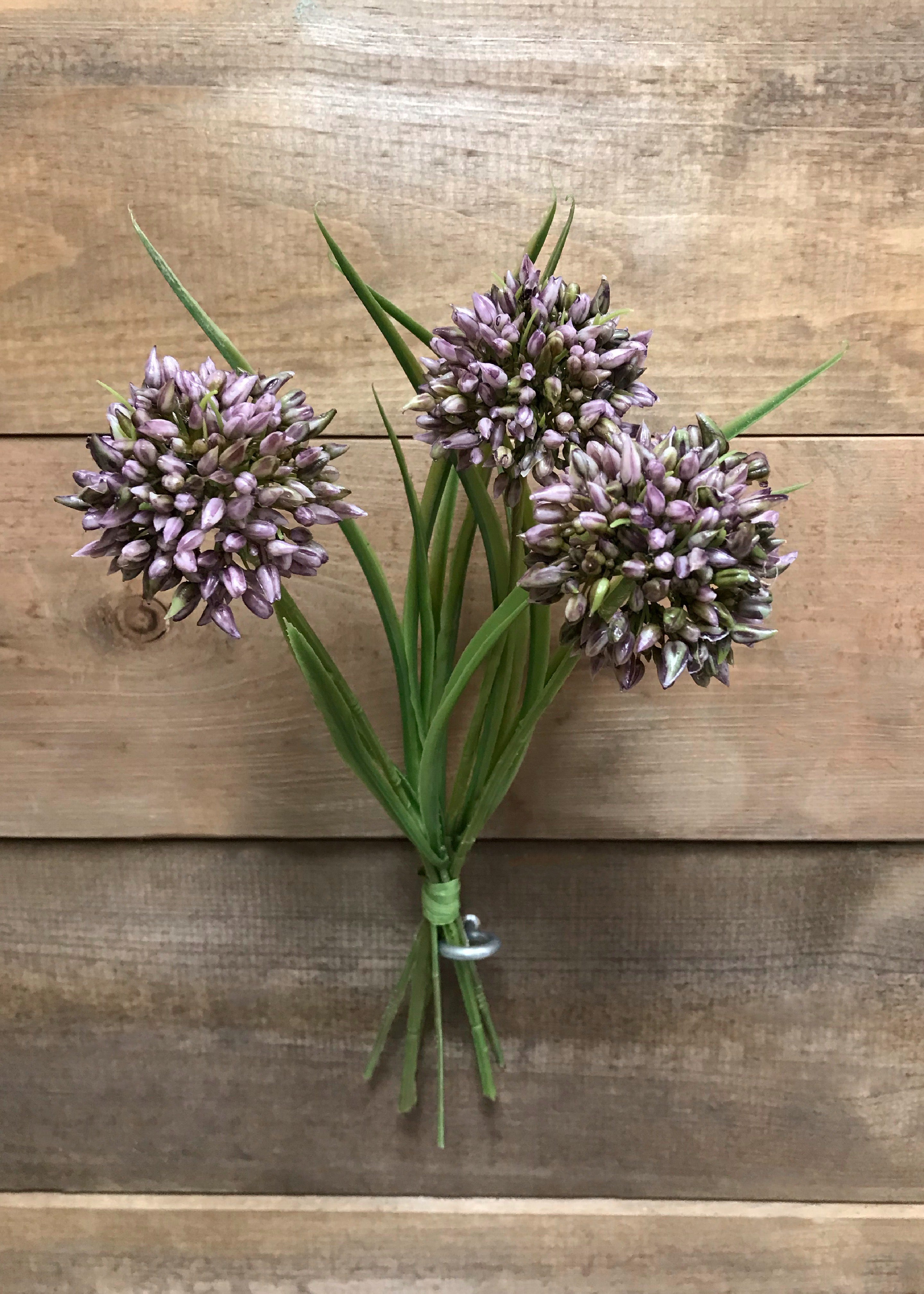 ITEM 00989 MV - 11" MAUVE ALLIUM GRASS BUNDLE WITH 3 STEMS