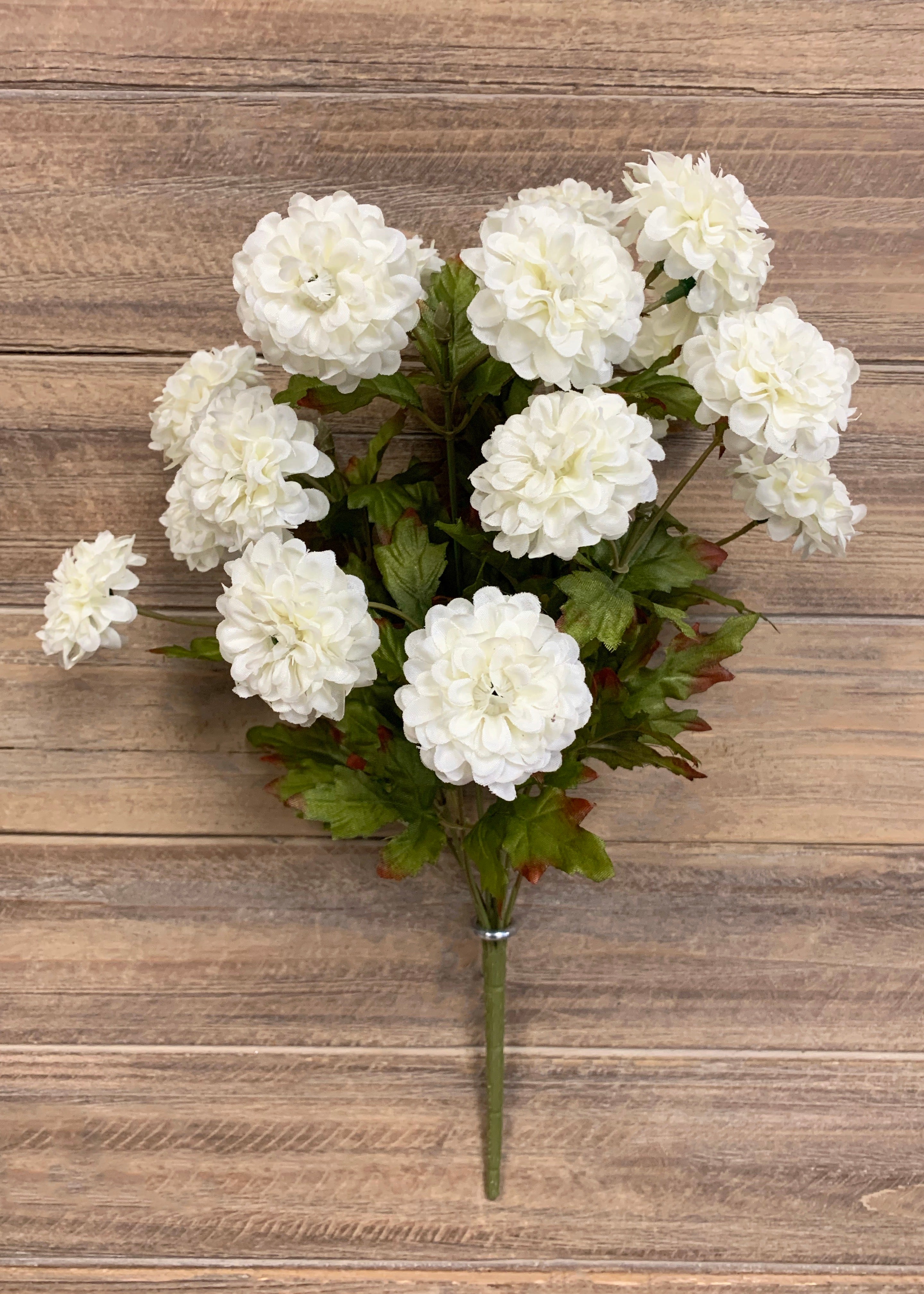 ITEM 10162 CM - 16" CREAM ZINNIA BUSH X 9
