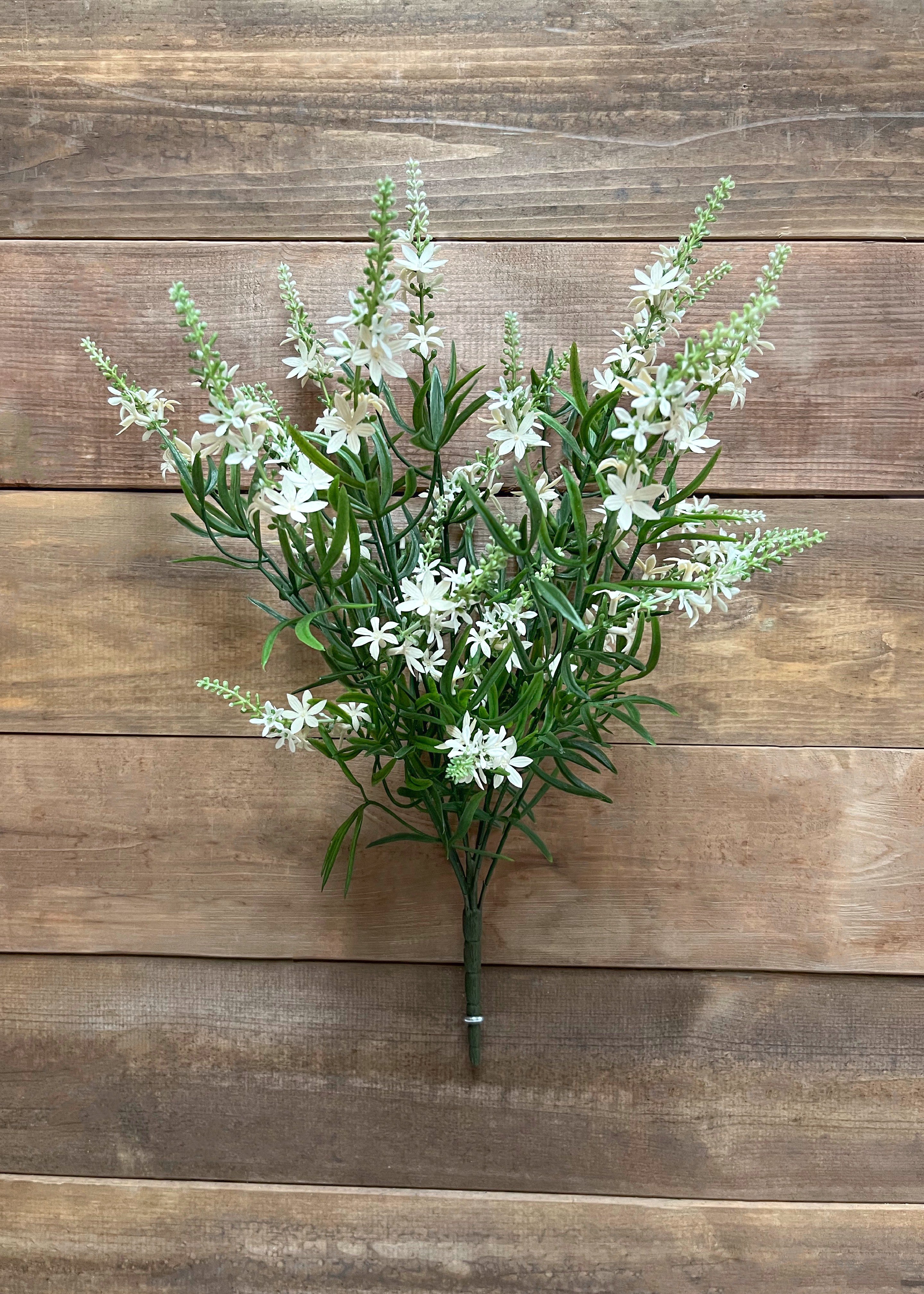 ITEM 10181 W - 19" WHITE SWEET VERONICA BUSH WITH 9 STEMS