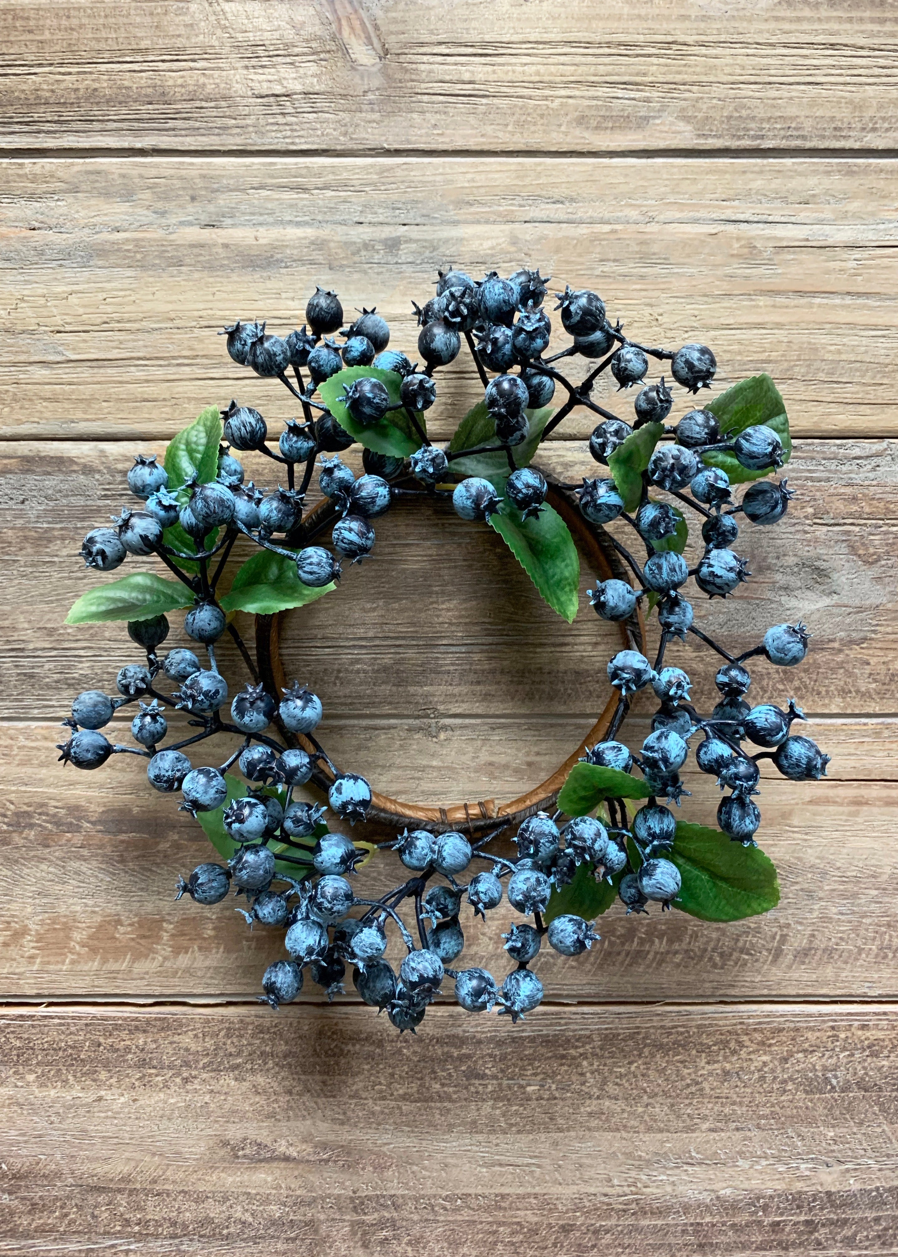 ITEM 12254 - 4.5" INSIDE DIM, 9" OUTSIDE DIM BLUEBERRY CANDLE RING