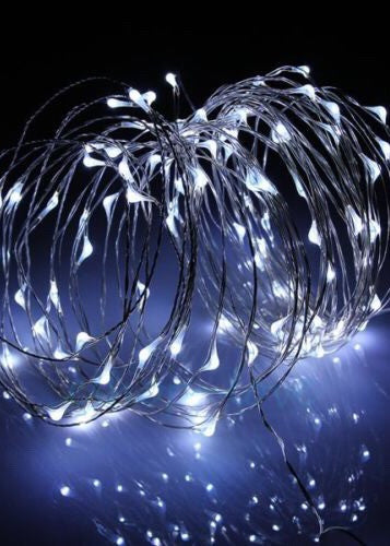 ITEM 1289 W - 36' - 100 WHITE MICRO LIGHTS ON SILVER WIRE WITH TIMER FUNCTION