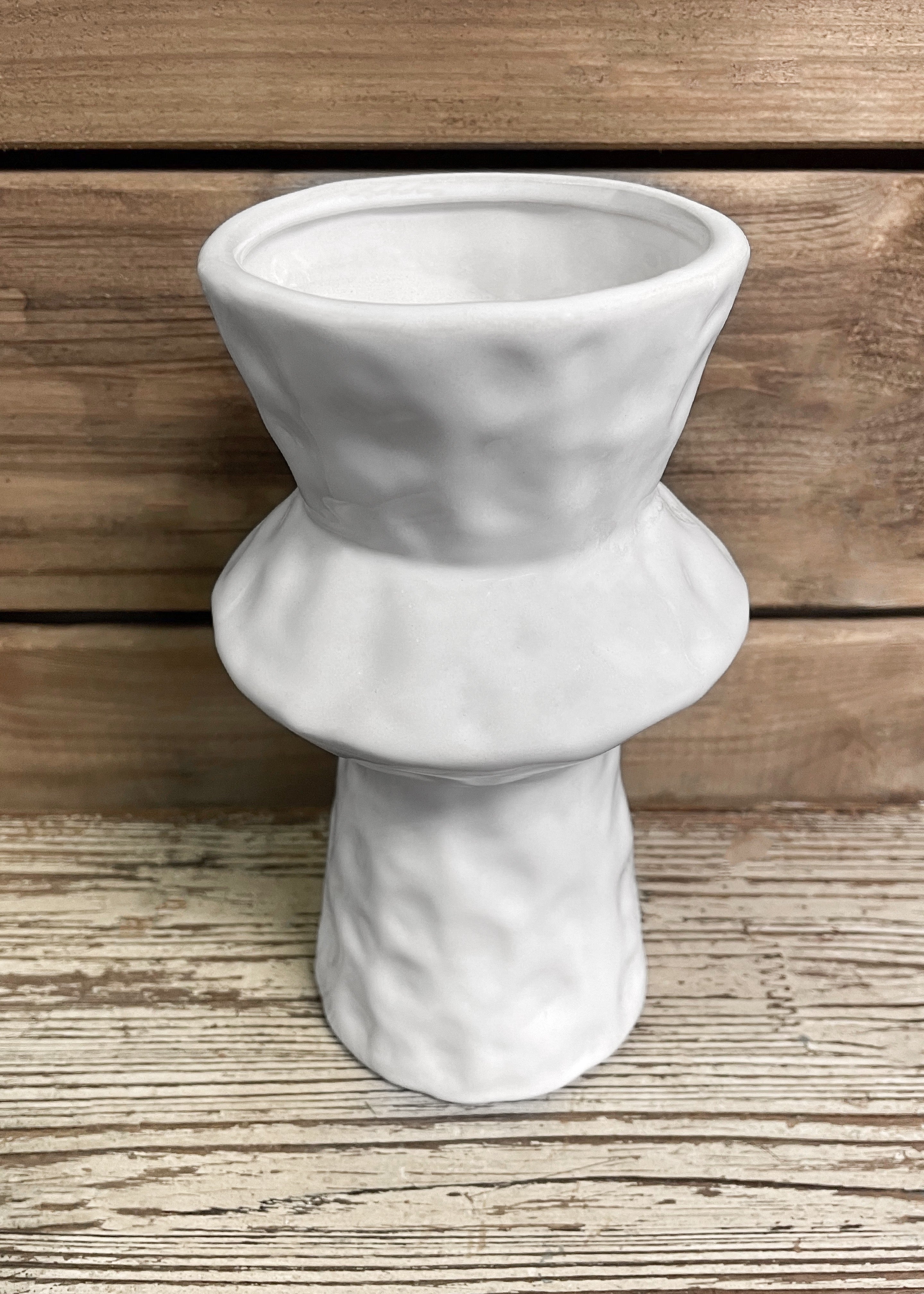 ITEM 65175 - 4.5"DX8"H ESTE WHITE CERAMIC VASE