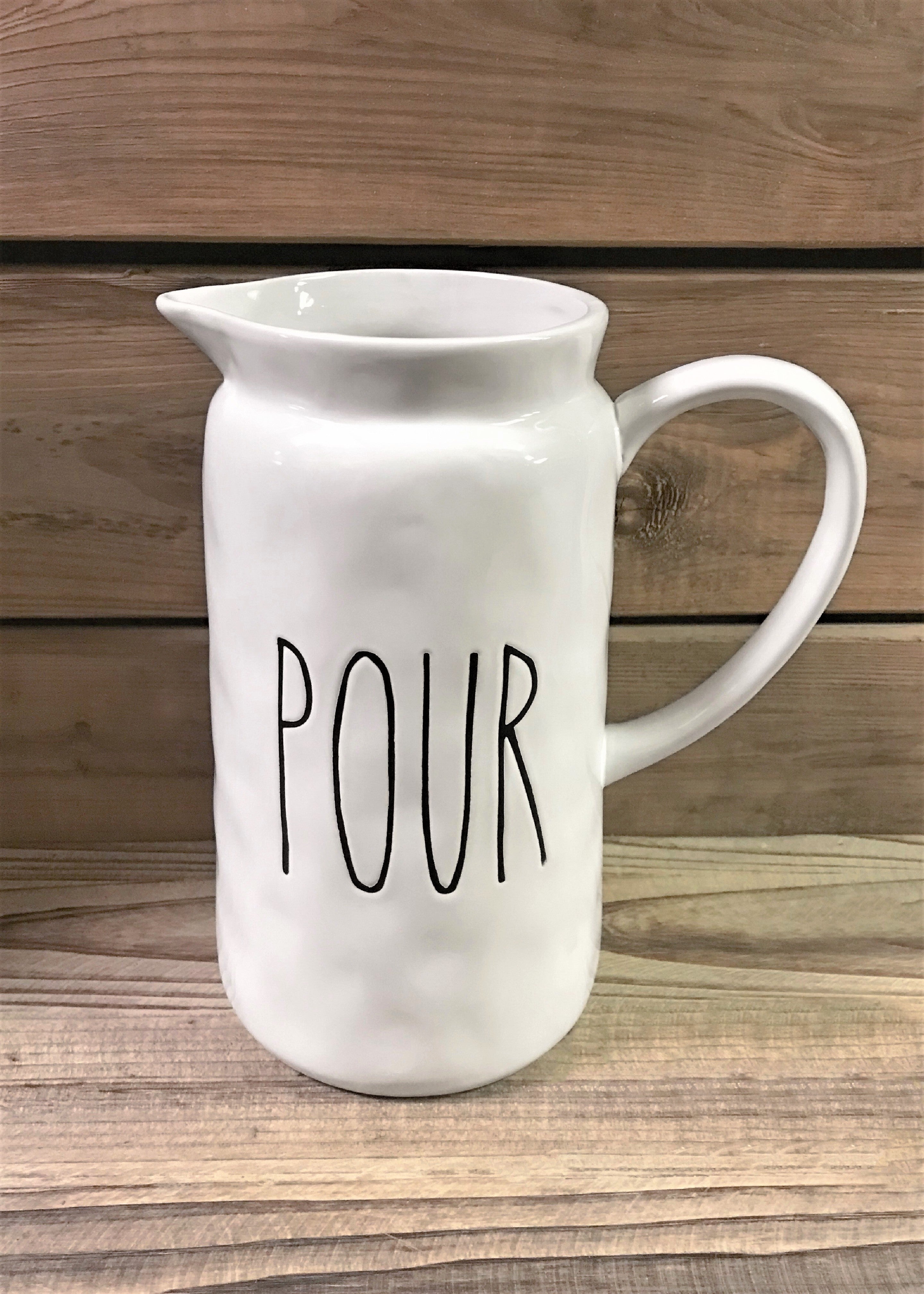 ITEM 65633 - CERAMIC FARMHOUSE MODERN "POUR" PITCHER, 67OZ
