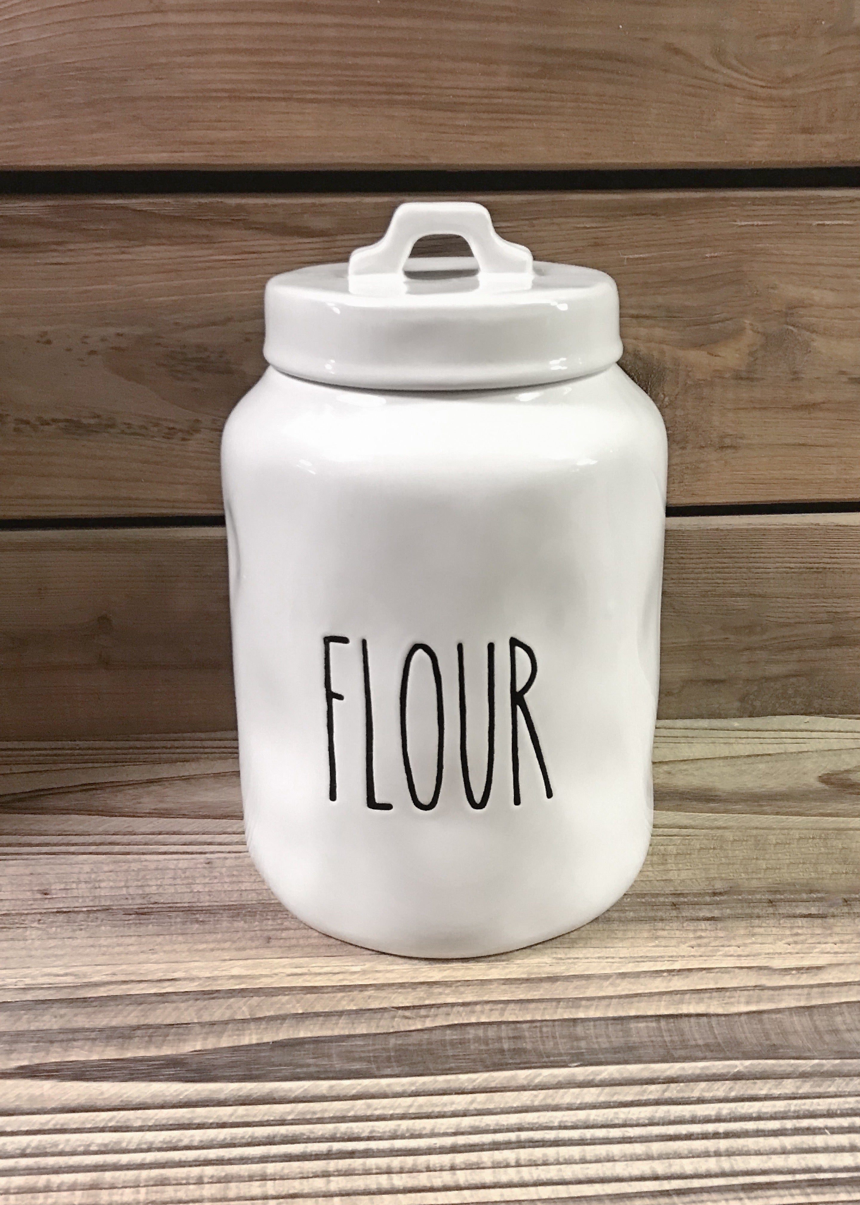 ITEM 65941 - CERAMIC FARMHOUSE MODERN "FLOUR" CANISTER, 9.5"H