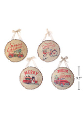 ITEM 67153 - 9.5" CHRISTMAS WOOD GRAIN WALL PLAQUES - 4 ASSORTED