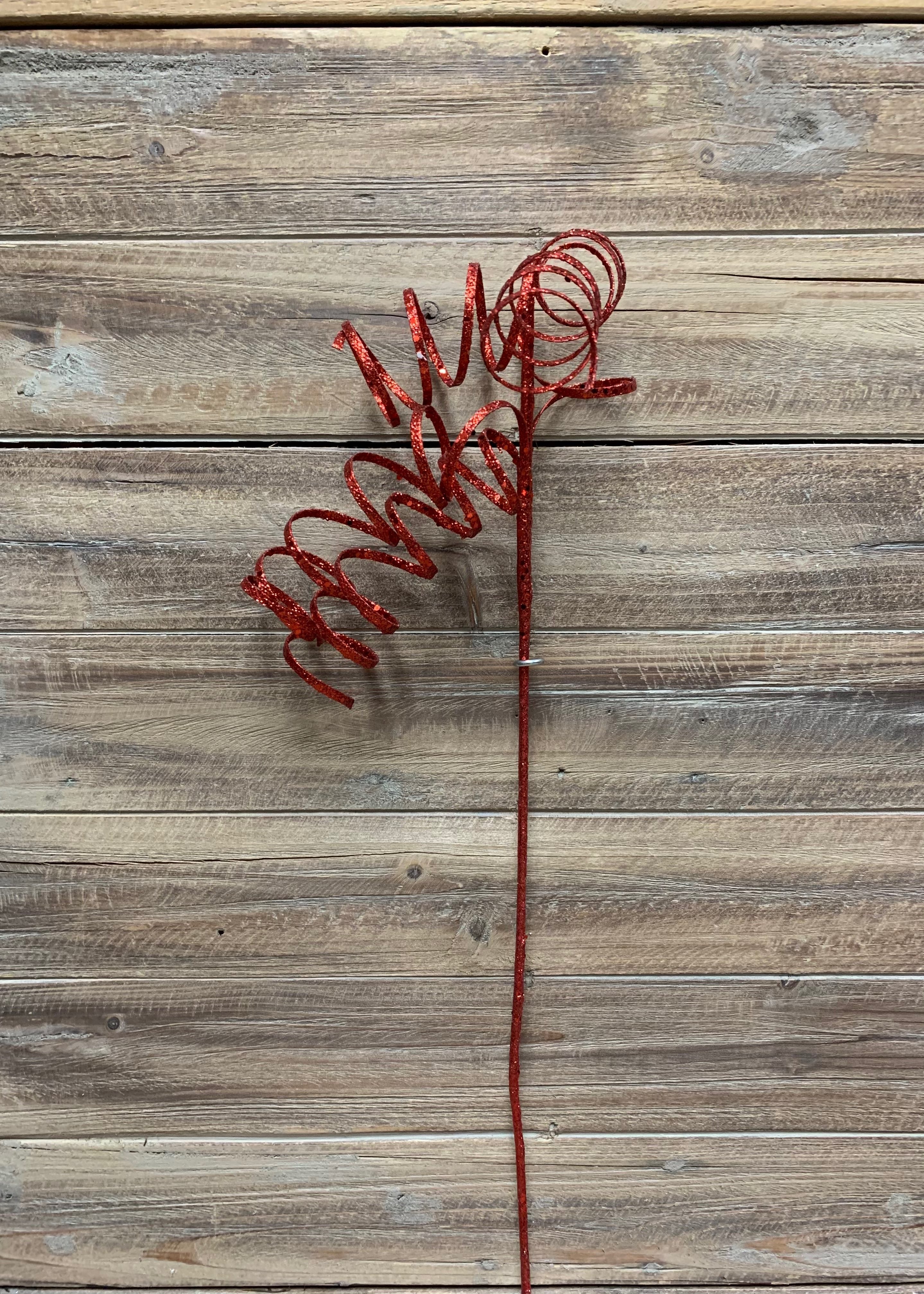 ITEM 81602 R - 26" RED GLITTERD CURLY STEM