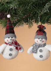 ITEM G2306130 - 5"H PLUSH SNOWMAN ORNAMENT IN COUNTER DISPLAY