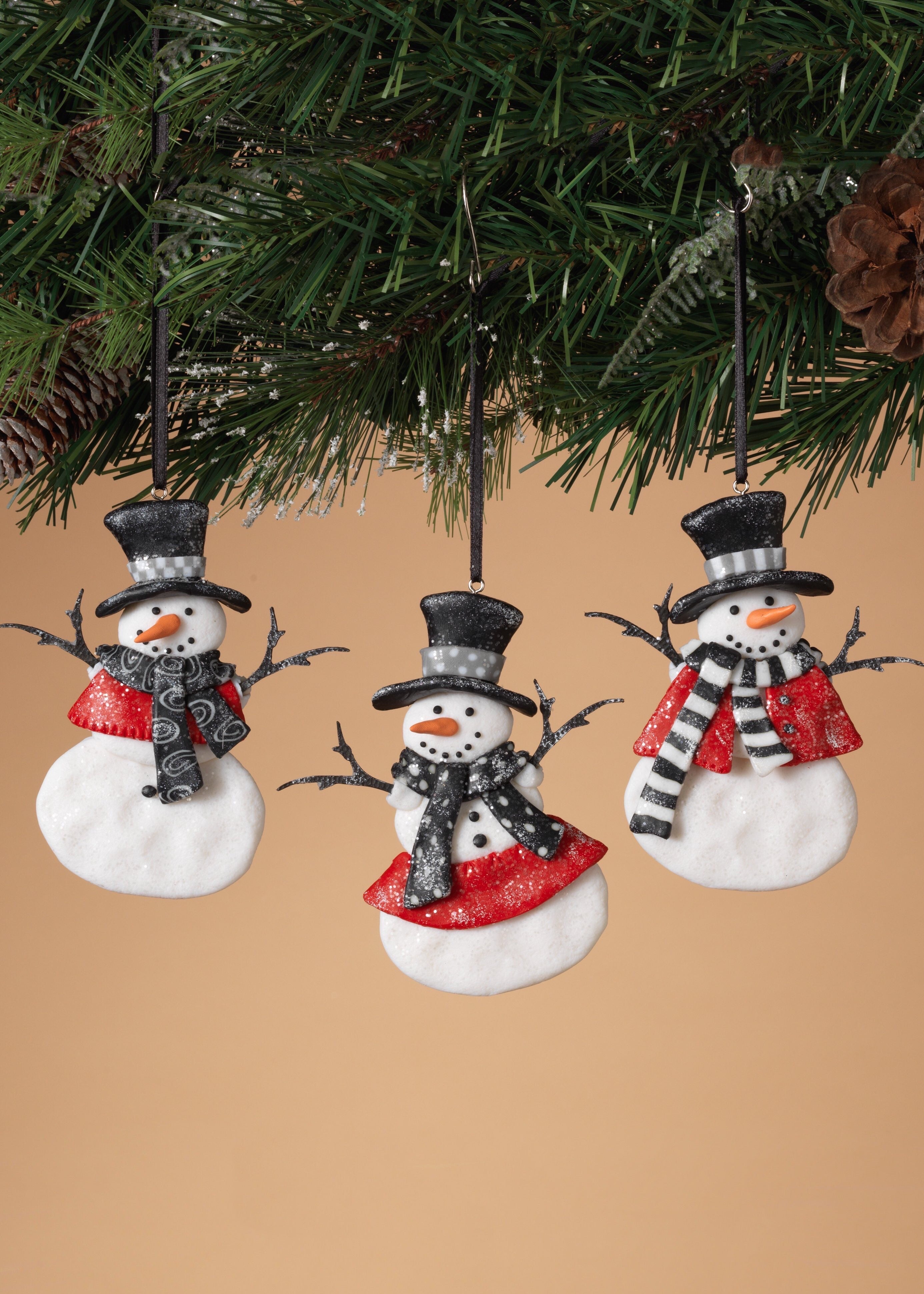 ITEM G2313470 - 4"H CLAY DOUGH SNOWMAN ORNAMENT