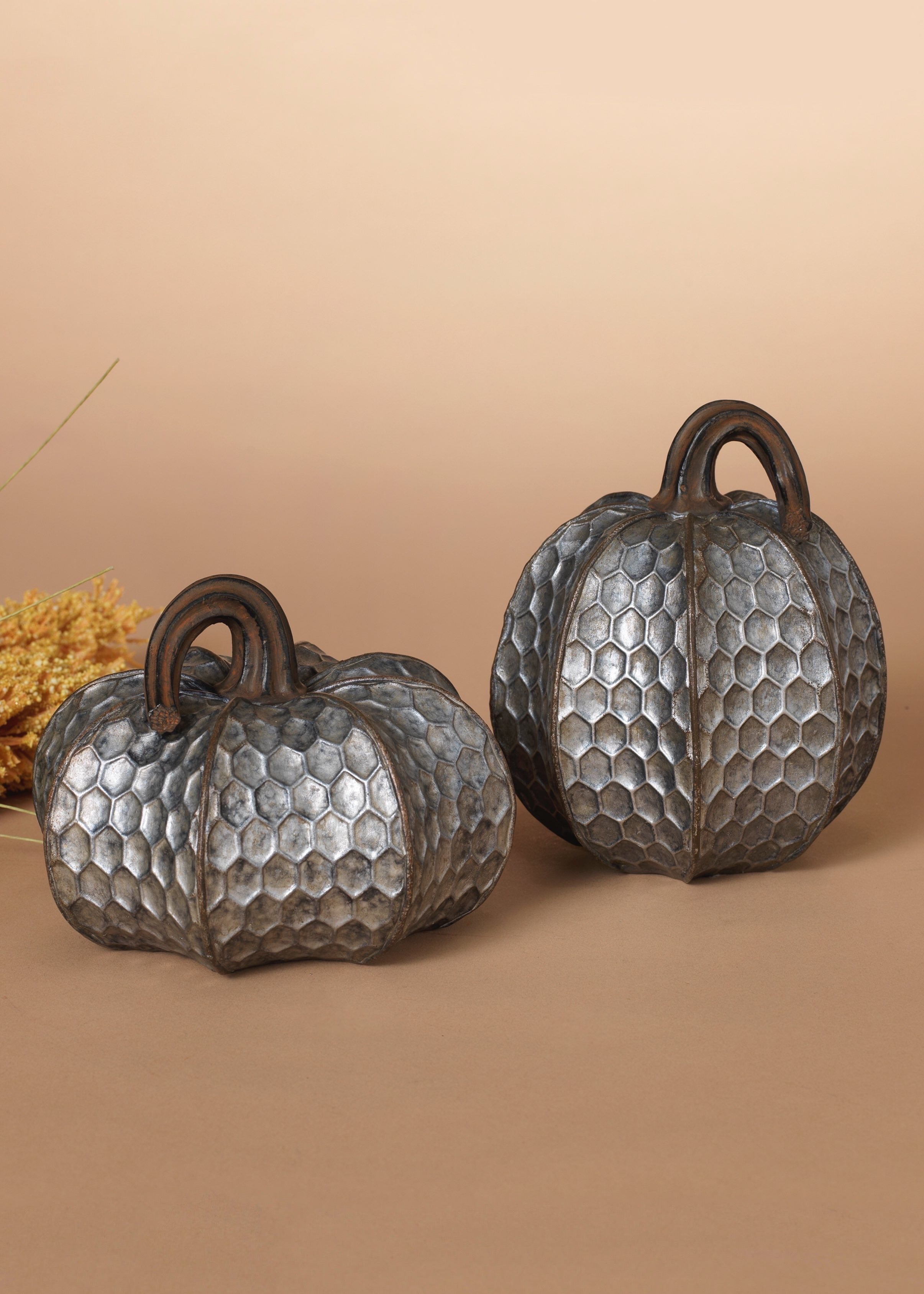 ITEM G2484860 - 5.9"H RESIN GALVANIZED LOOK PUMPKIN