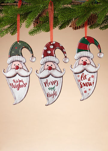 ITEM G2489190 - 8"H METAL HOLIDAY.SANTA ORNAMENT WITH RIBBON