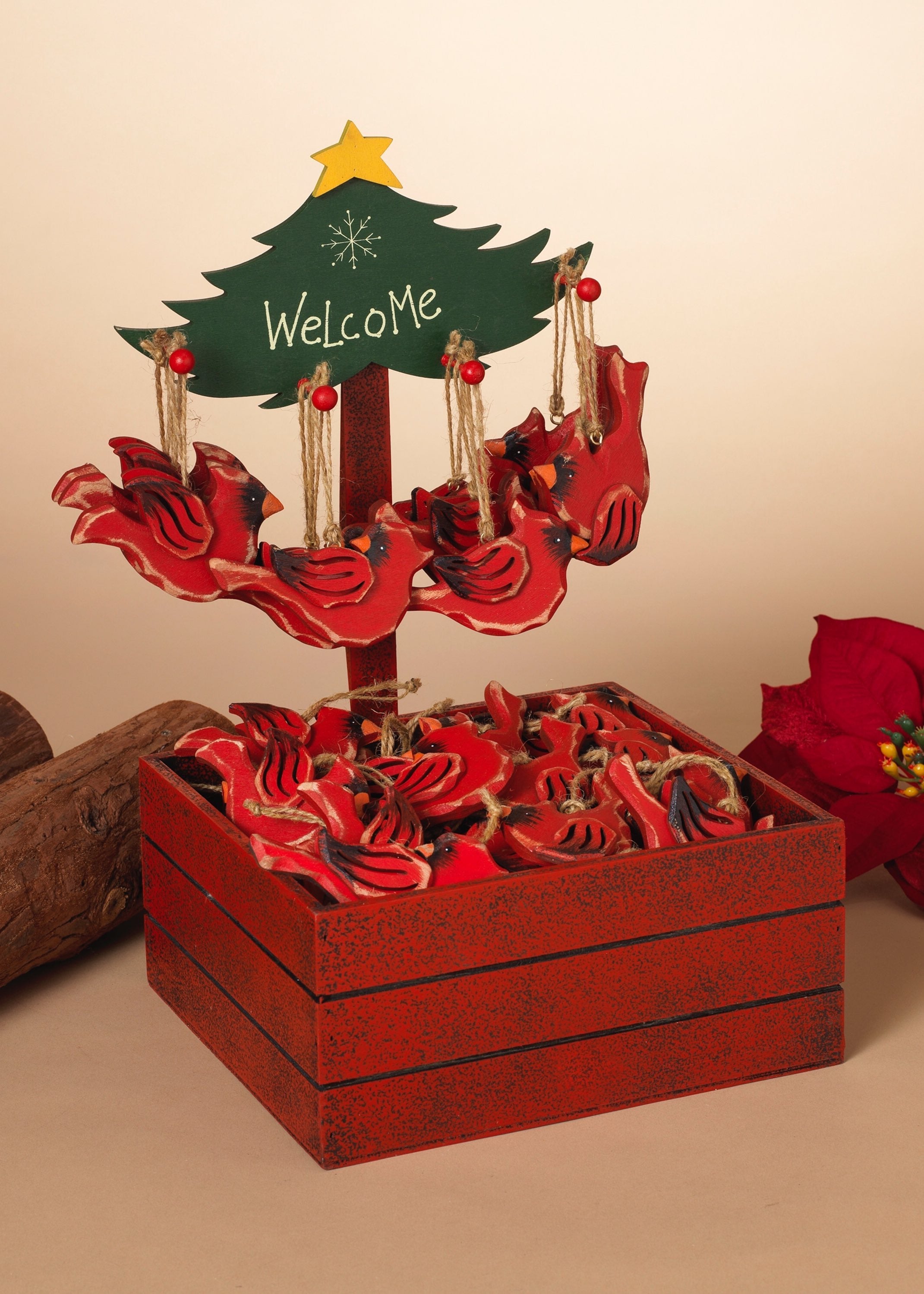 ITEM G2489880 - 3.9"L" WOOD CARDINAL ORNAMENT WITH COUNTER DISPLAY