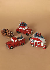 ITEM G2533720 - 4.9"L RESIN HOLIDAY VEHICLE WITH TREE ORNAMENT