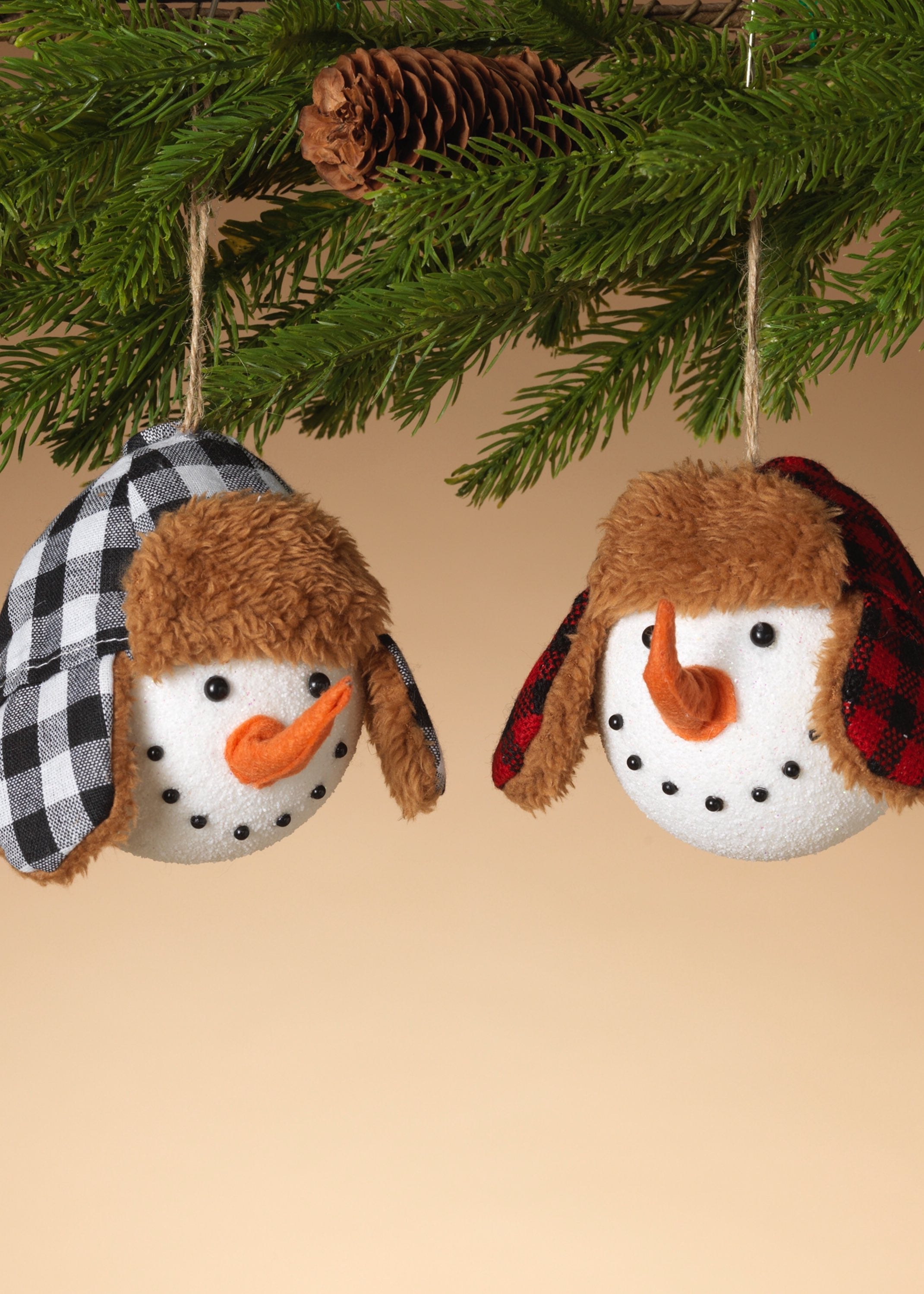ITEM G2538330 - SET OF 2 HOLIDAY SNOWMAN HEAD ORNAMENTS