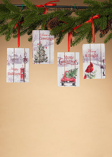 ITEM G2540940 - 5"H WOOD HOLIDAY ORNAMENT