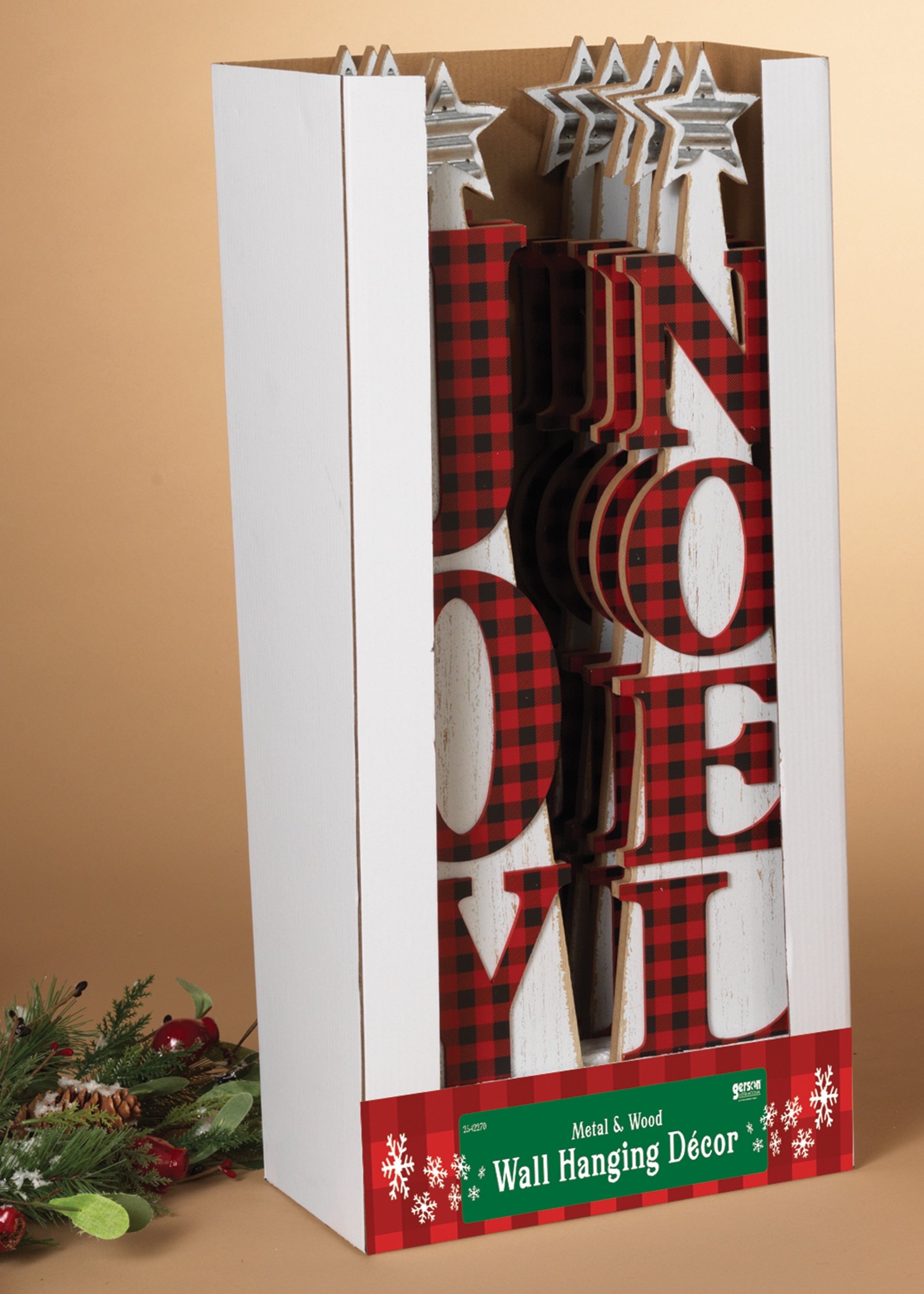 ITEM G2543810 - 23.6"H WOOD "JOY" & "NOEL" TREE SIGN