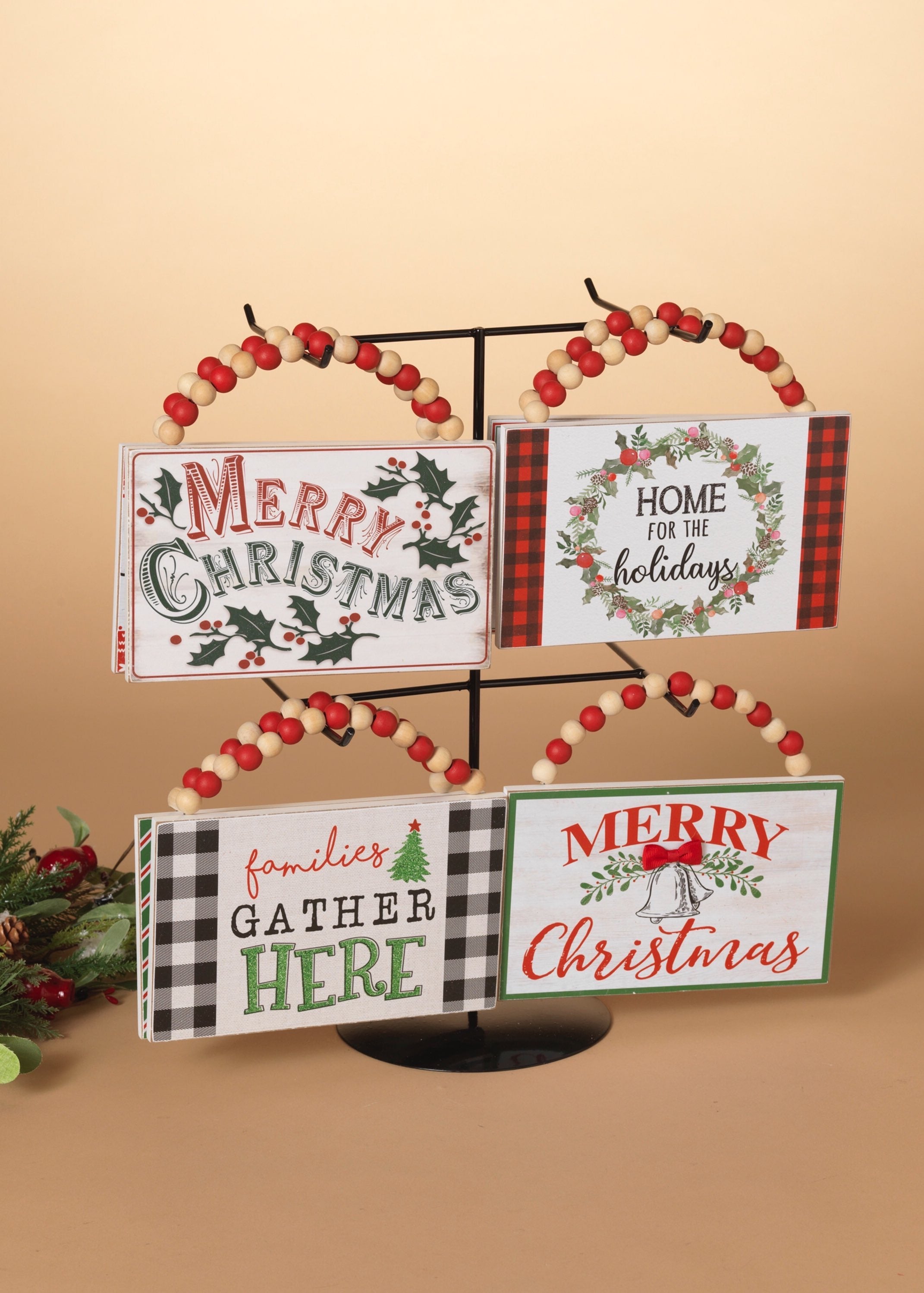 ITEM G2543840 - 7.8"L WOOD HOLIDAY HANGING SIGN - 8 ASSORTED