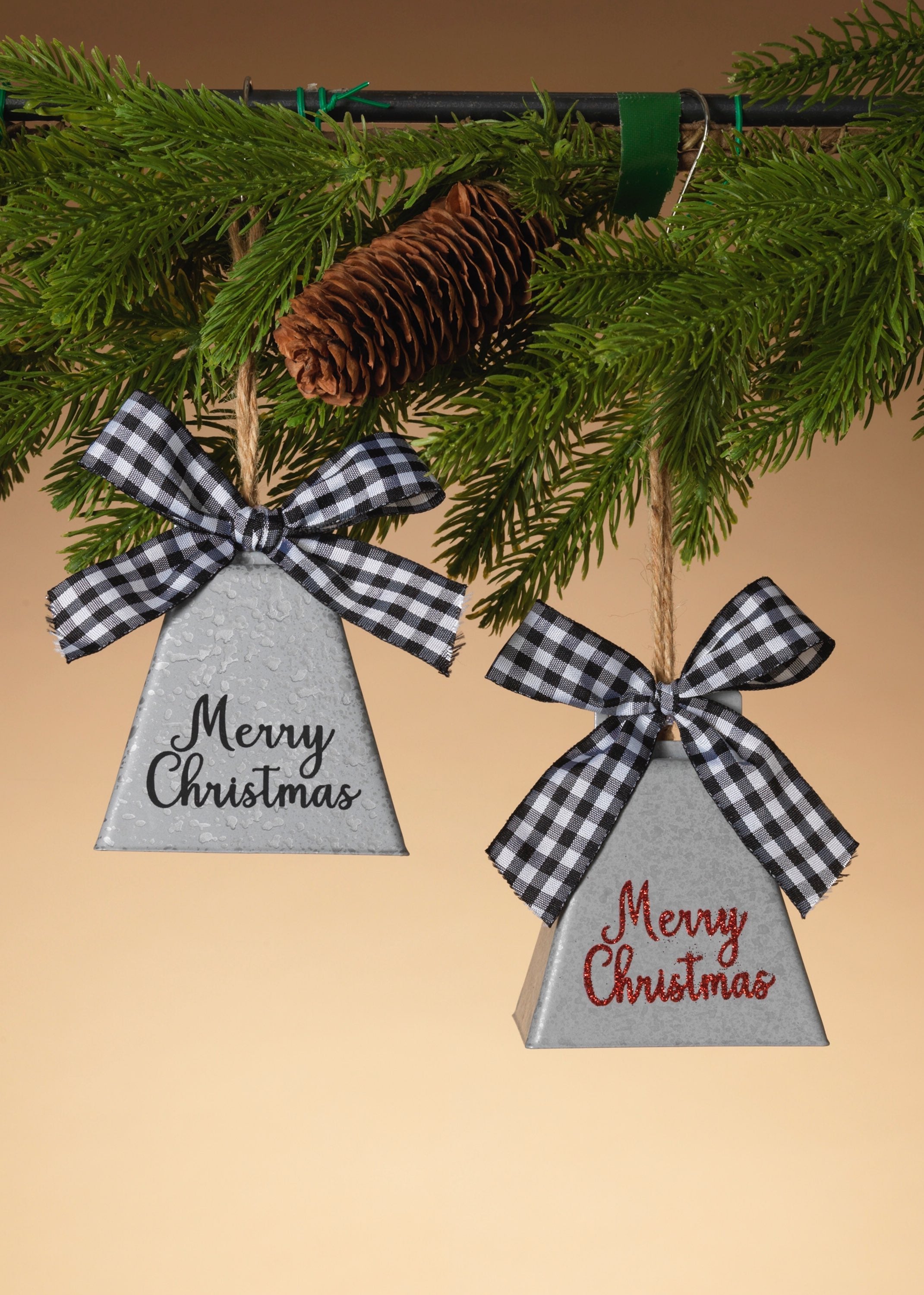 ITEM G2554760 - 4"H METAL COWBELL ORNAMENT W/"MERRY CHRISTMAS"