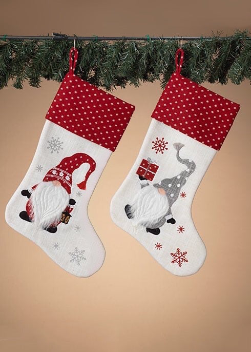 ITEM G2589290 - 20"L FABRIC CHRISTMAS GNOME DESIGN STOCKING