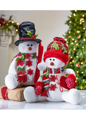 ITEM G2620650 - SET OF 2 - 12"H HOLIDAY SITTING SNOWMAN WITH HAT & SCARF