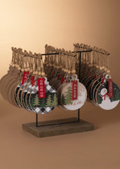 ITEM G2652660 - 5.8"H WOOD HOLIDAY ORNAMENT WITH METAL RACK