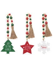ITEM G2654530 - 11"H WOOD HOLIDAY BEADS GARLAND WITH DOUBLE SIDED TAG