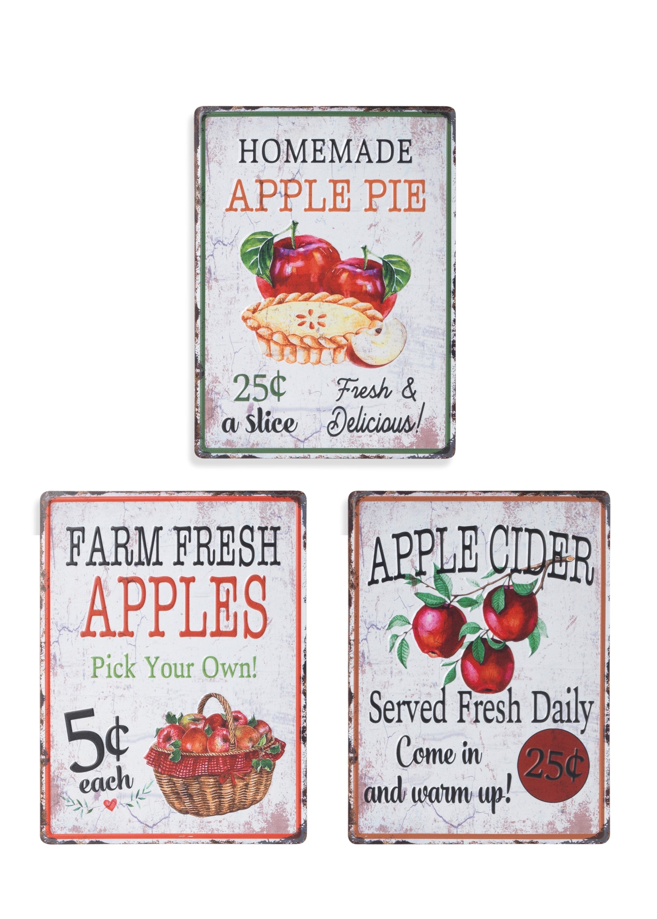 ITEM G2687770 - 15.75"H METAL EMBOSSED APPLE DESIGN WALL SIGN