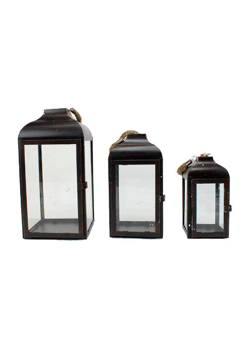 ITEM KOP 23535 - BRONZE METAL LANTERNS - SET OF 3