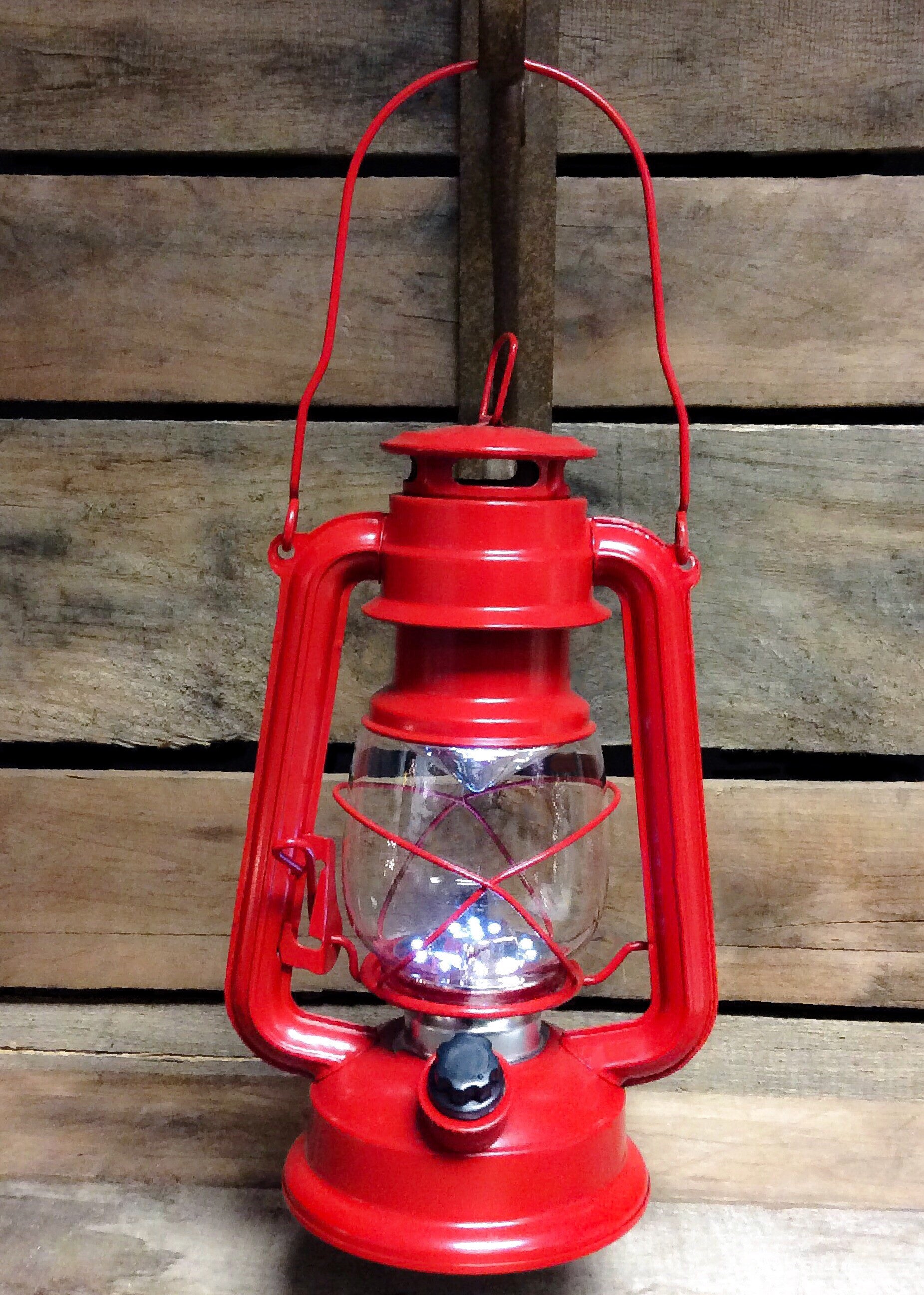 ITEM KOP 26907 - 9.75" RED LED METAL LANTERN