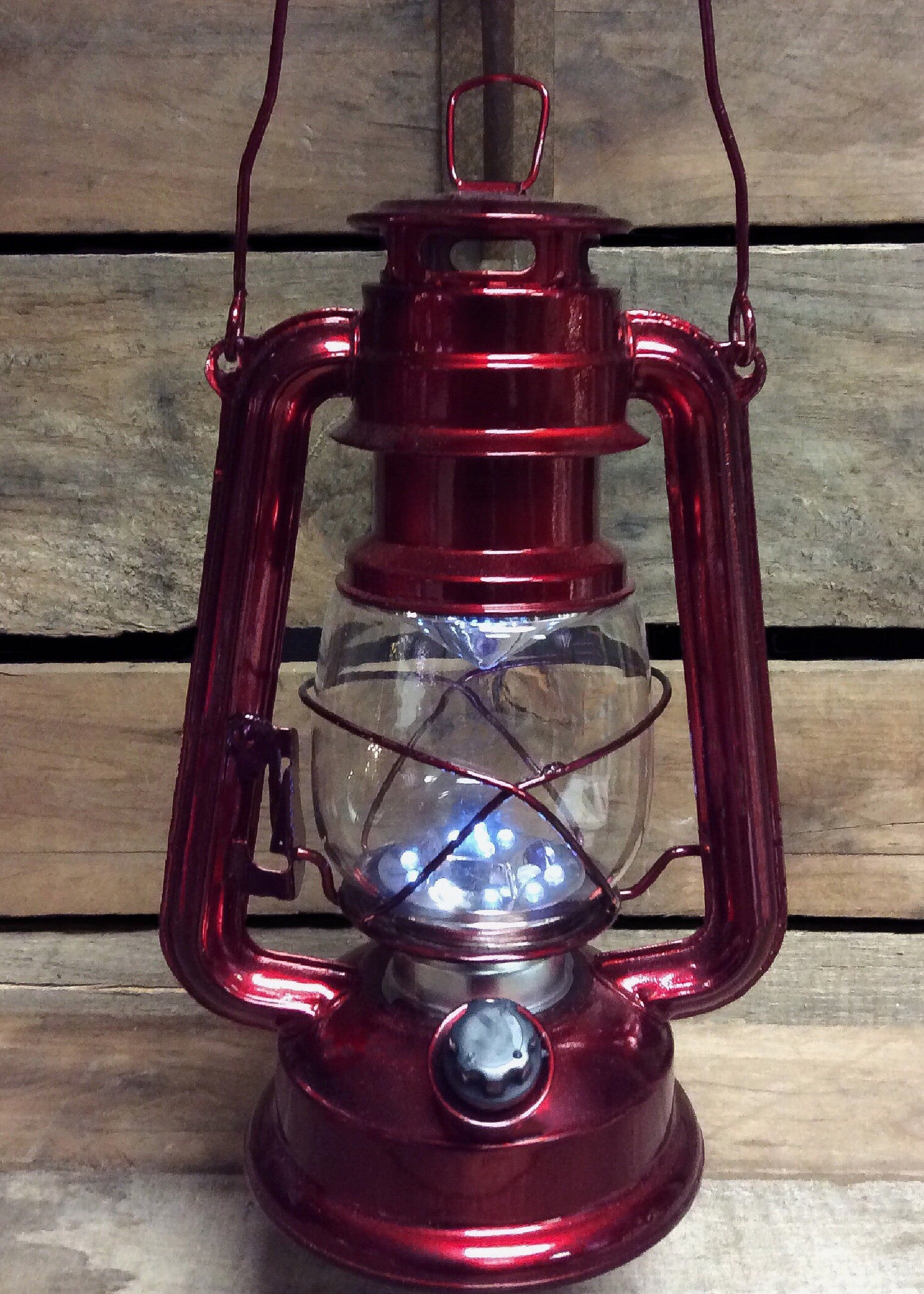 ITEM KOP 26927 - 12" METALLIC RED LED METAL LANTERN