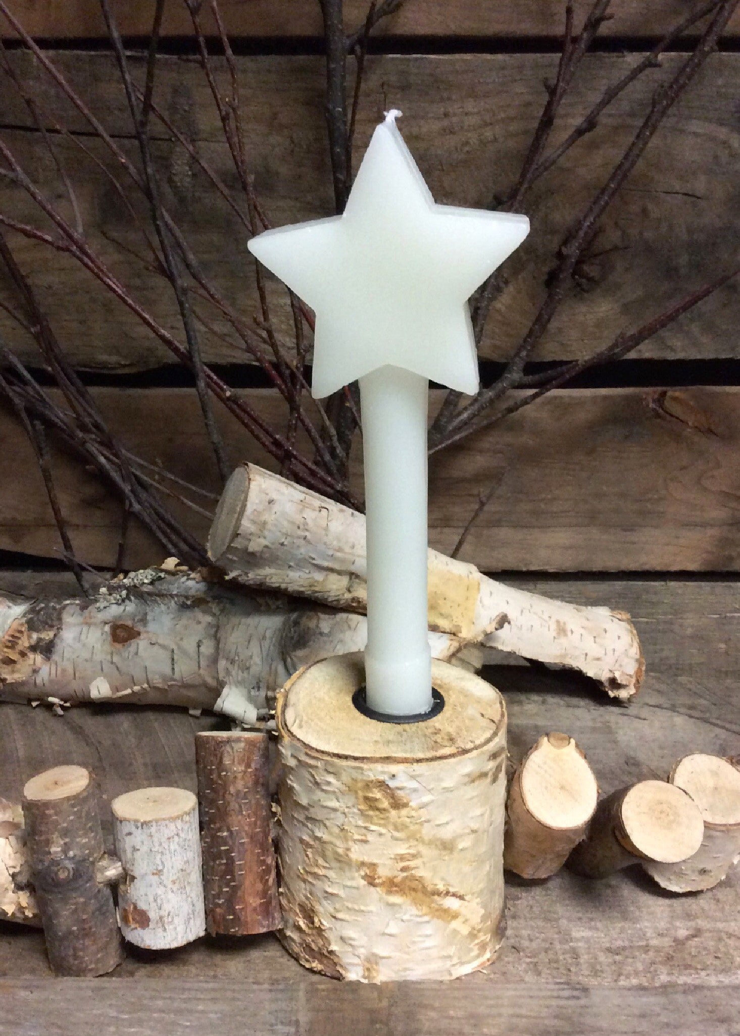 ITEM LC394 W - 7.5" WHITE STAR TOP TAPER