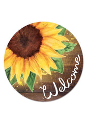 ITEM MD0921 - 12"D METAL "WELCOME" WITH SUNFLOWERS WALL PLAQUE