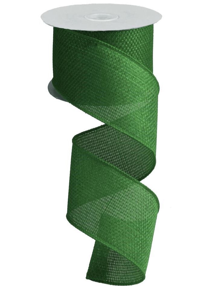 ITEM RG121206 - 2.5"X10YD EMERALD GREEN CROSS ROYAL BURLAP WIRED RIBBON