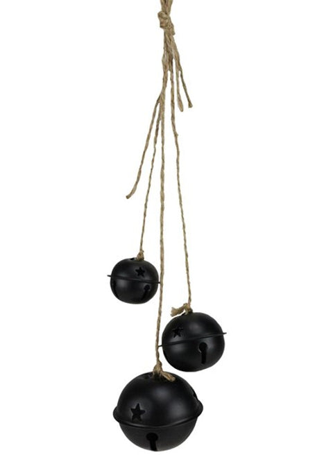 ITEM XC427102 - 18"L BLACK JINGLE BELL CLUSTER ORNAMENT SPRAY