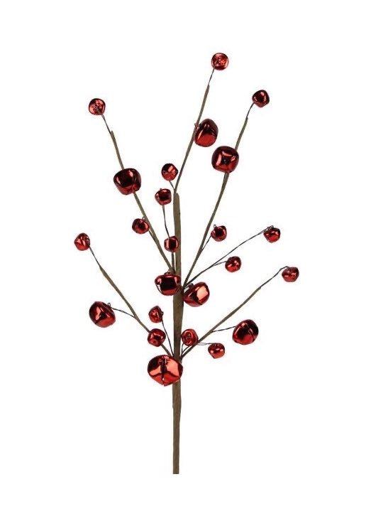 ITEM XC428124 - 16.5"L SHINY RED JINGLE BELL SPRAY