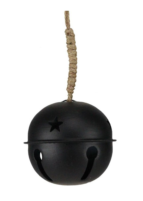 ITEM XC428502 - 3.5" BLACK JINGLE BELL WITH JUTE HANGER