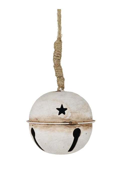 ITEM XC428542 - 3.5" ANTIQUE CREAM JINGLE BELL WITH JUTE HANGER