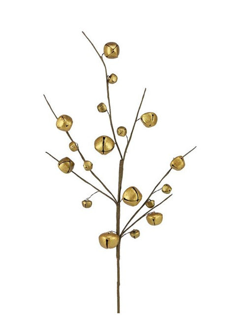 ITEM XC428708 - 18"L ANTIQUE SHINY GOLD JINGLE BELL SPRAY