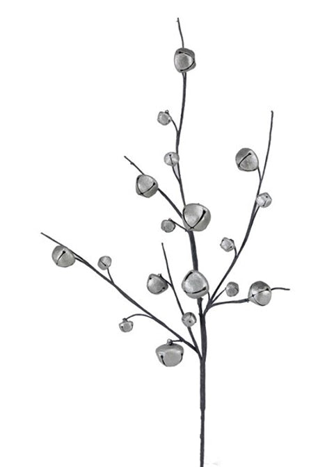 ITEM XC428726 - 18"L SILVER JINGLE BELL SPRAY