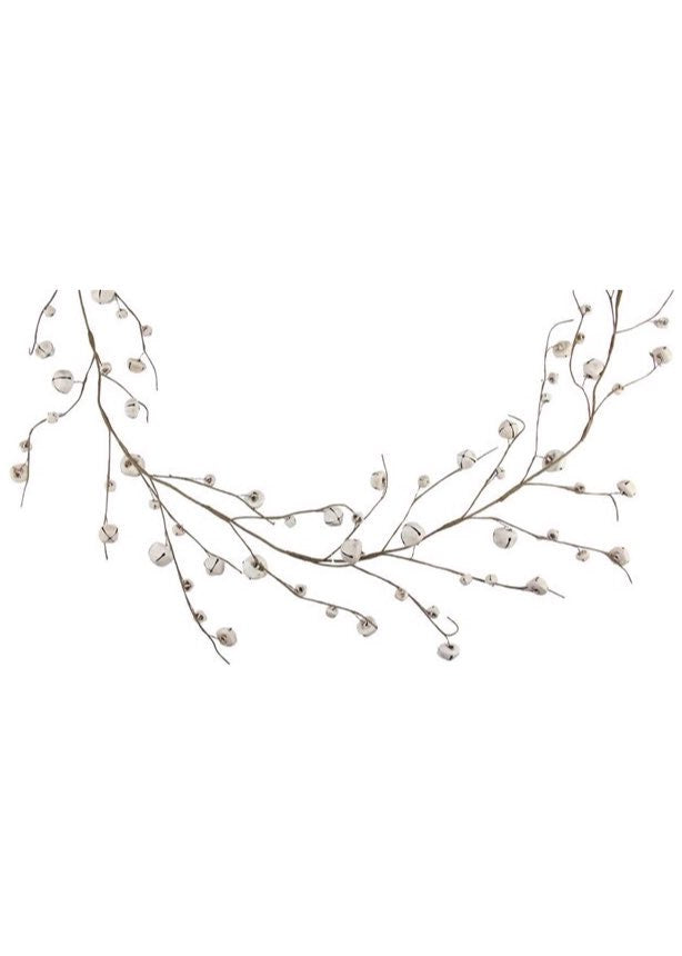 ITEM XC428842 - 5 FOOT LONG ANTIQUE WHITE JINGLE BELLS GARLAND
