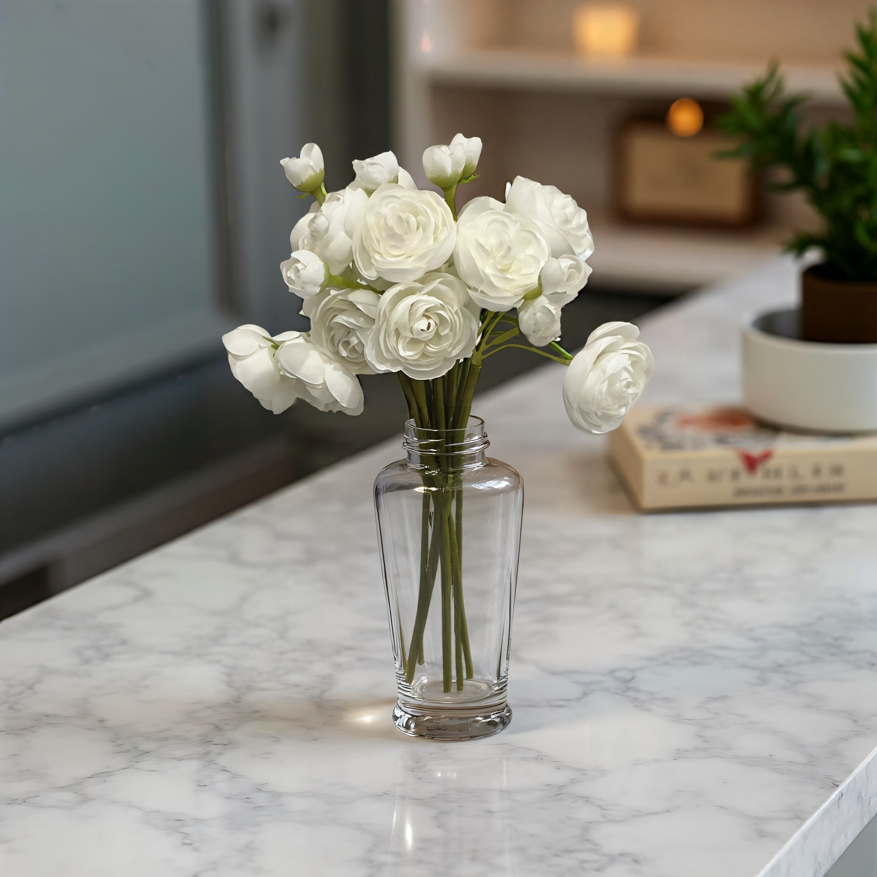 ITEM 00972 W - 11" WHITE RANUNCULUS - 6 STEMS PER BUNDLE