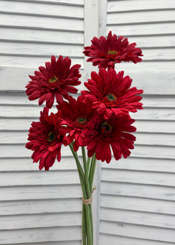 ITEM 00984 RED - 25" RED FRESH TOUCH SINGLE GERBERA STEM BUNDLE - 6 PER BUNDLE